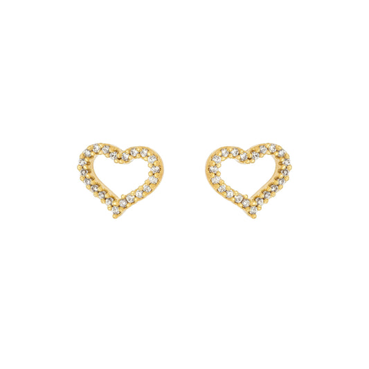 Brinco coração com zircônias banhado a ouro 18k - Biju & Cia.