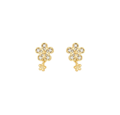 Brinco flor com zircônias banhado a ouro 18k - Biju & Cia.