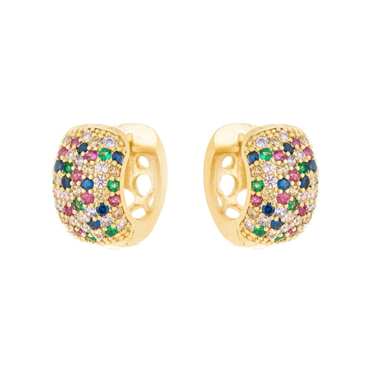 Argola com zircônias coloridas banhada a ouro 18k - Biju & Cia.