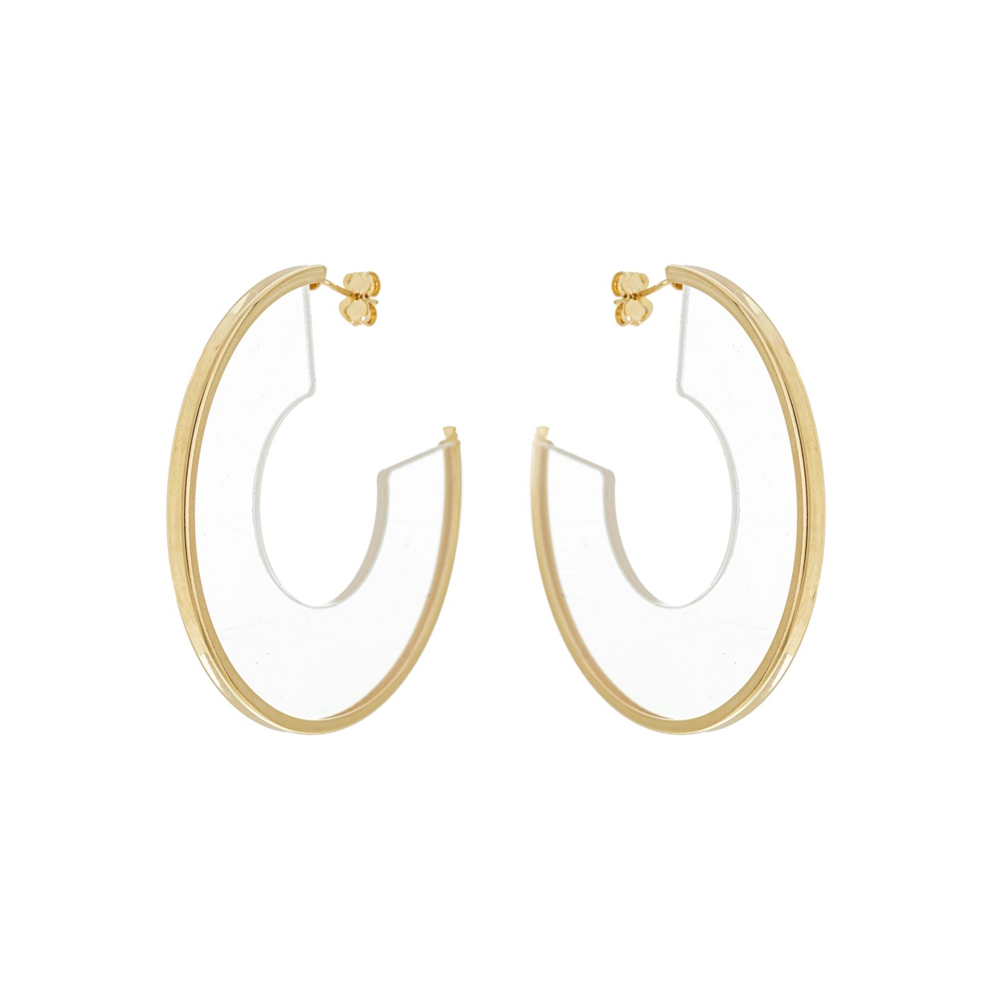 Argola com acrílico banhada a ouro 18k - Biju & Cia.