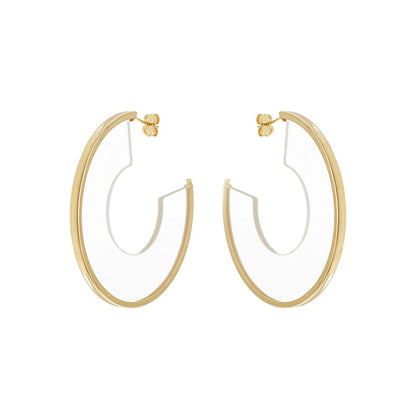 Argola com acrílico banhada a ouro 18k - Biju & Cia.