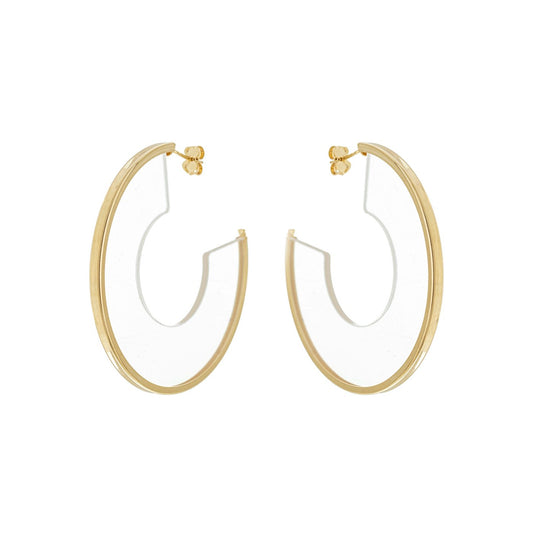 Argola com acrílico banhada a ouro 18k - Biju & Cia.