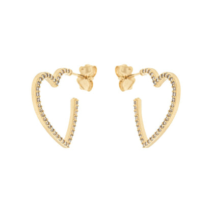 Argola coração com zircônias banhada a ouro 18k - Biju & Cia.