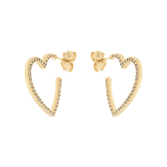 Argola coração com zircônias banhada a ouro 18k - Biju & Cia.