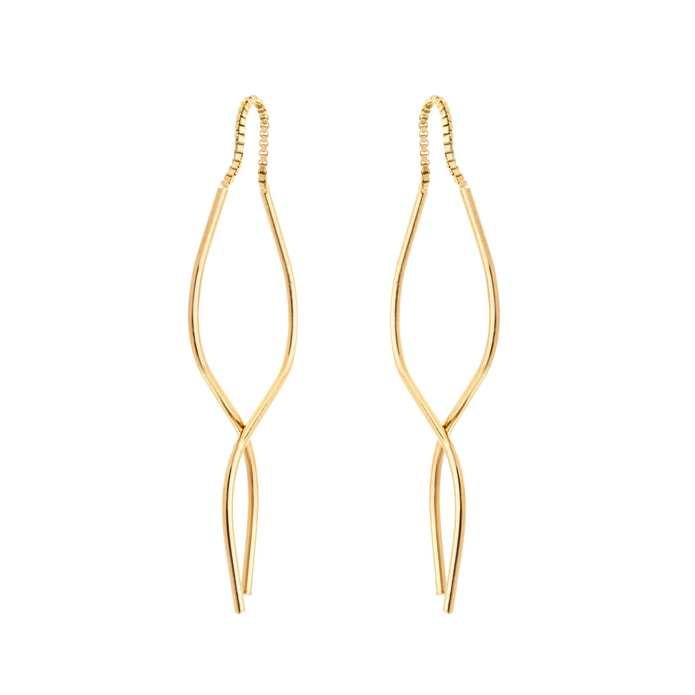 Brinco ondulado com corrente banhado a ouro 18k - Biju & Cia.