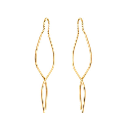 Brinco ondulado com corrente banhado a ouro 18k - Biju & Cia.