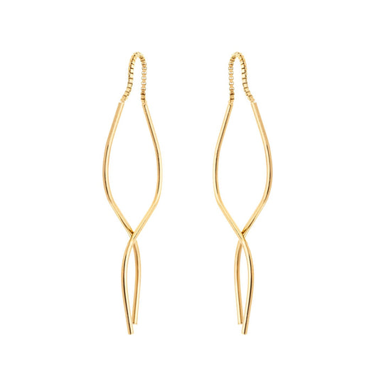 Brinco ondulado com corrente banhado a ouro 18k - Biju & Cia.