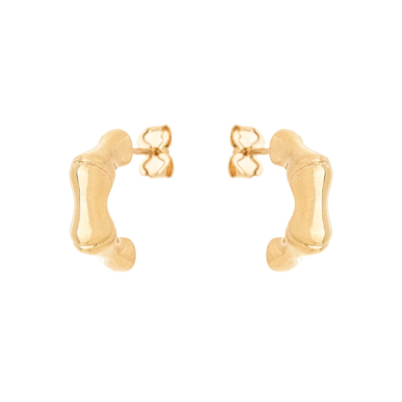 Brinco meia argola canudo banhado a ouro 18k - Biju & Cia.