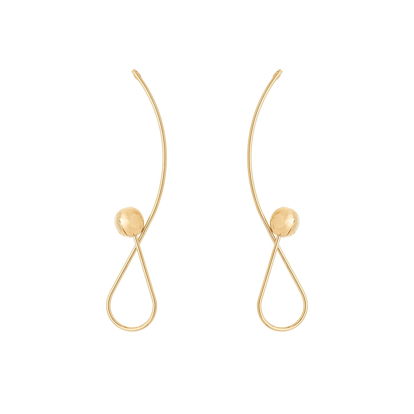 Brinco fio com bola banhado a ouro 18k - Biju & Cia.
