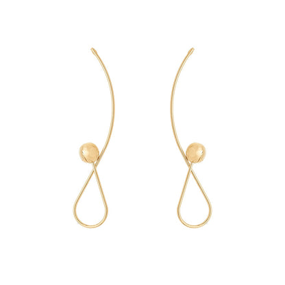 Brinco fio com bola banhado a ouro 18k - Biju & Cia.