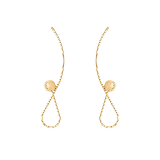 Brinco fio com bola banhado a ouro 18k - Biju & Cia.