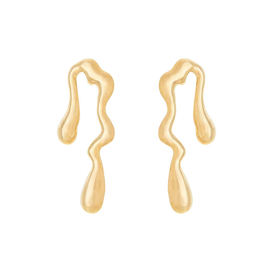 Brinco orgânico banhado a ouro 18k - Biju & Cia.