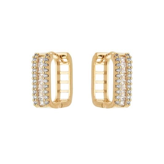 Argola articulada quadrada com zircônias banhada a ouro 18k - Biju & Cia.