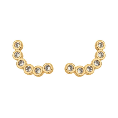 Brinco earcuff com zircônias banhado a ouro 18k - Biju & Cia.