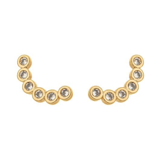 Brinco earcuff com zircônias banhado a ouro 18k - Biju & Cia.