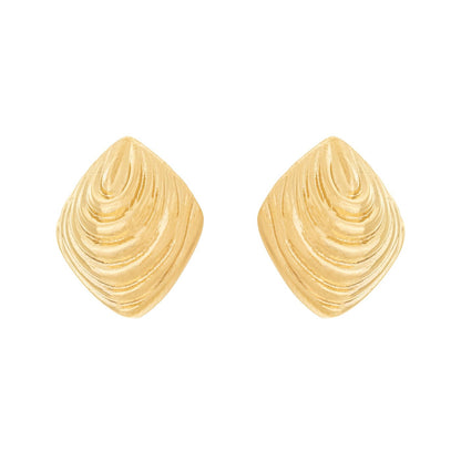 Brinco losango texturizado banhado a ouro 18k - Biju & Cia.