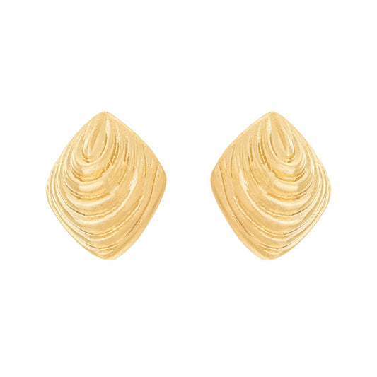 Brinco losango texturizado banhado a ouro 18k - Biju & Cia.