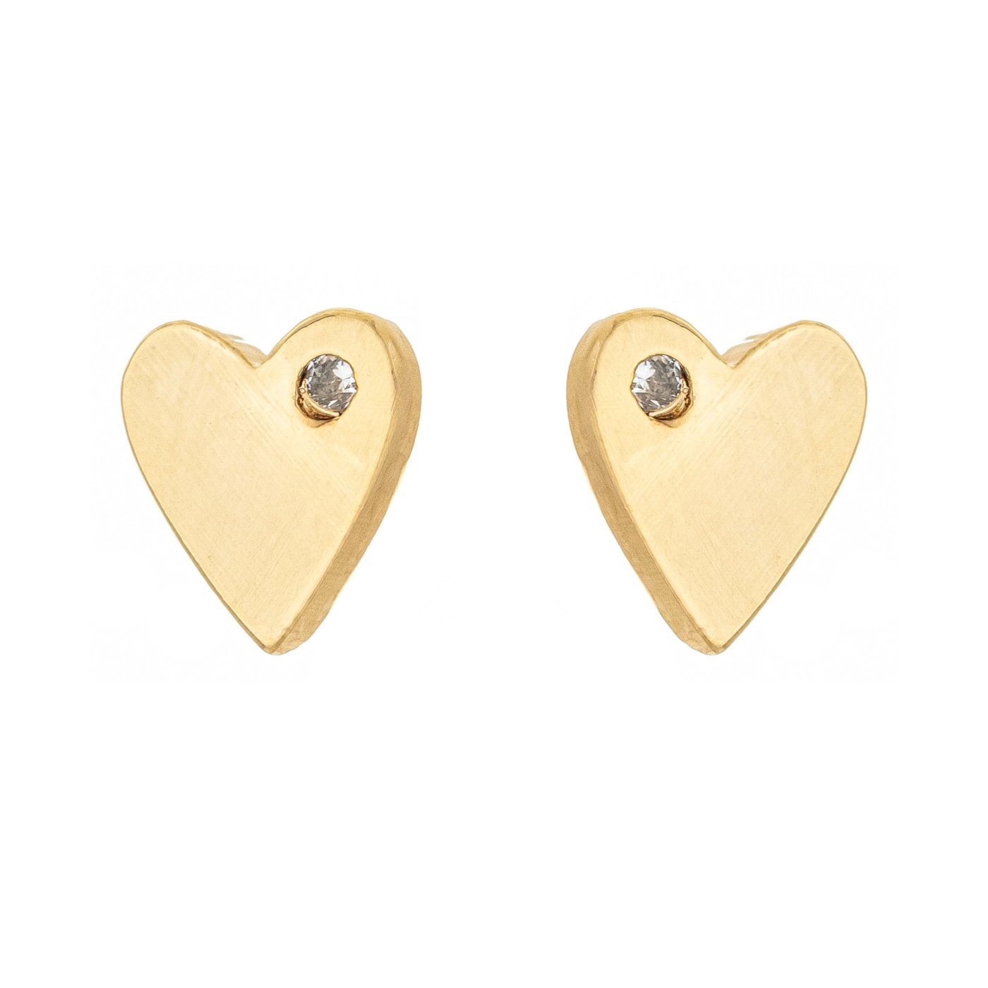 Brinco coração com zircônia banhado a ouro 18k - Biju & Cia.