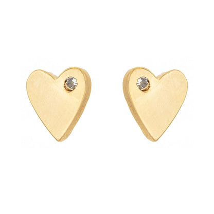Brinco coração com zircônia banhado a ouro 18k - Biju & Cia.