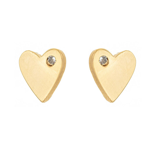Brinco coração com zircônia banhado a ouro 18k - Biju & Cia.
