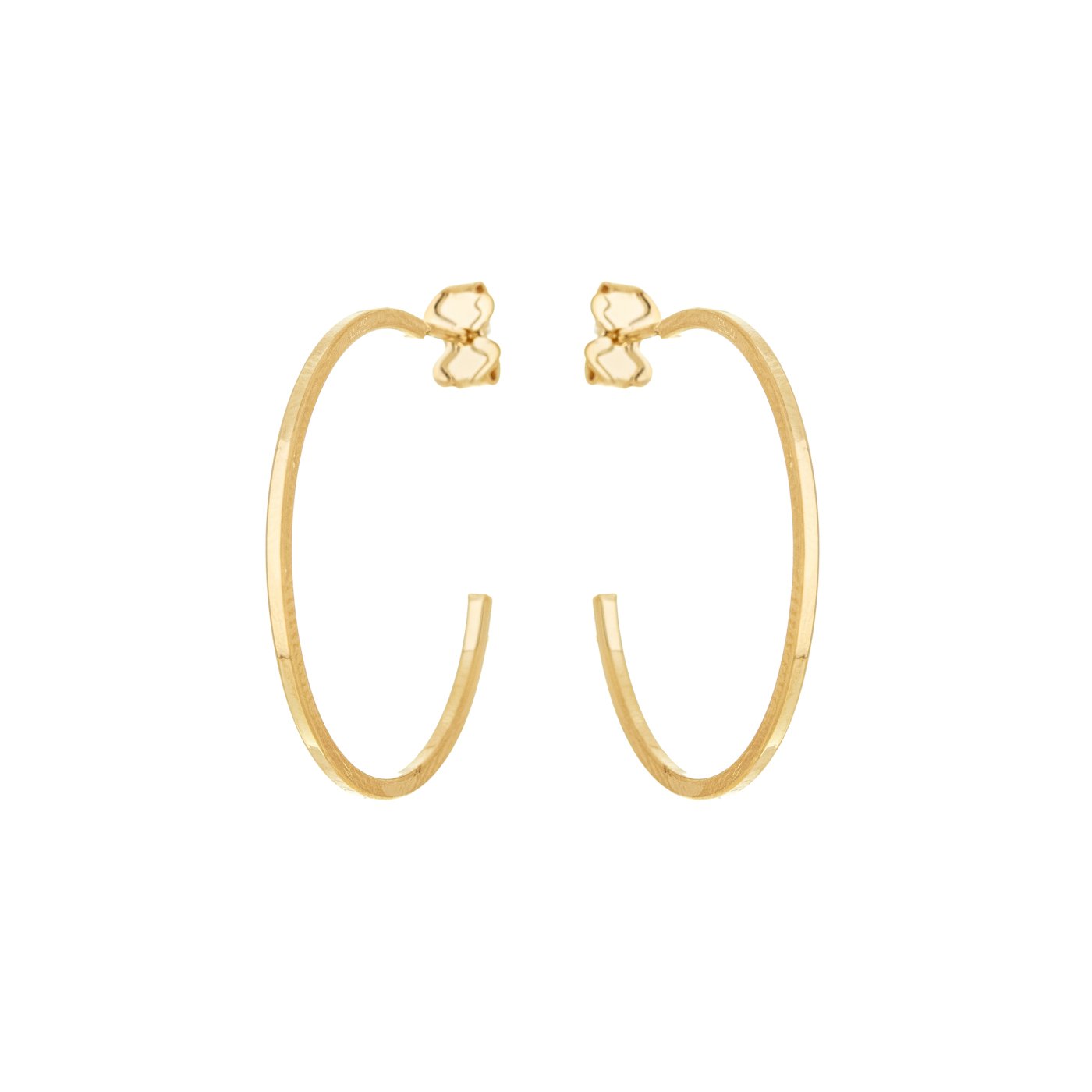 Argola média com fio quadrado banhada a ouro 18k - Biju & Cia.