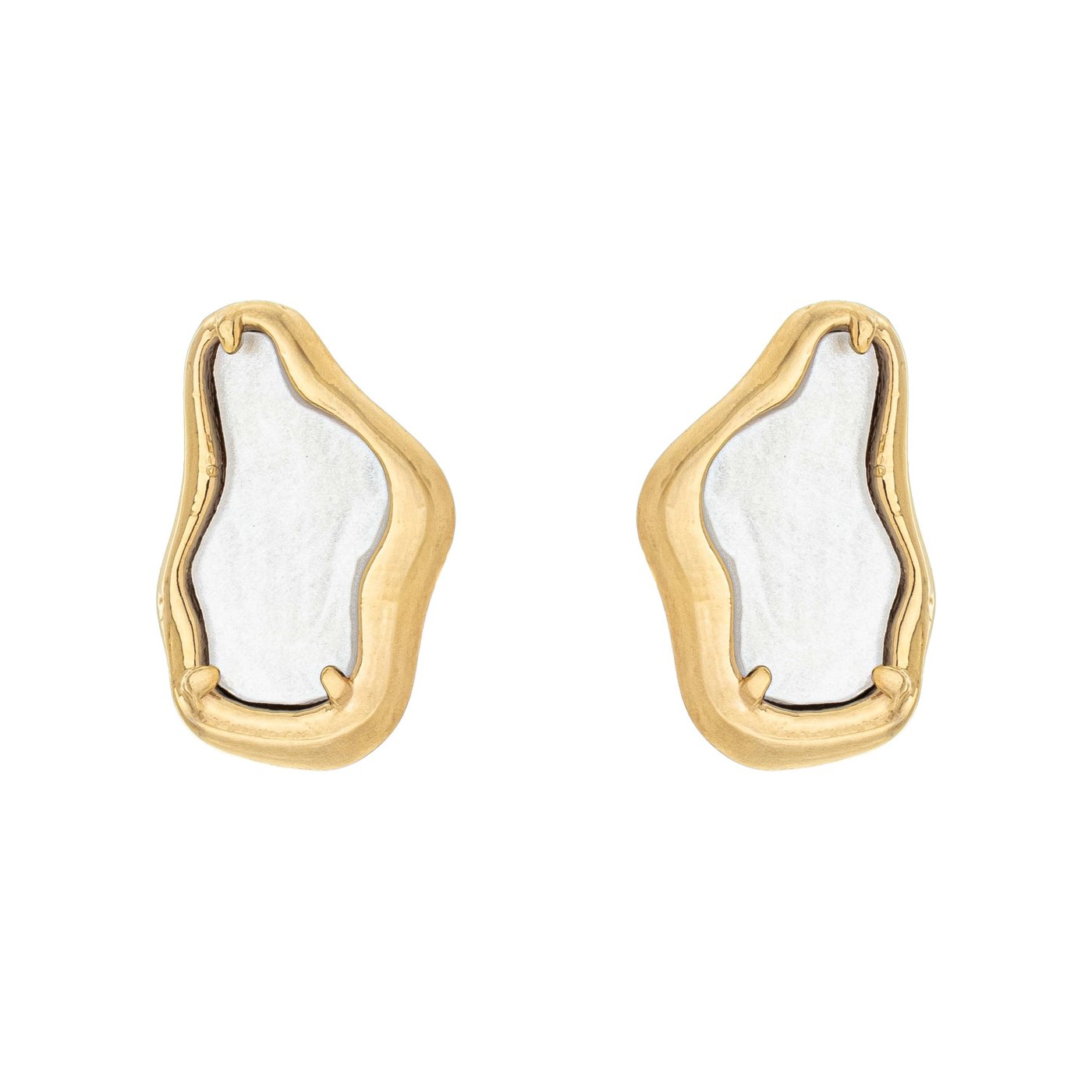 Brinco orgânico com acrílico banhado a ouro 18k - Biju & Cia.
