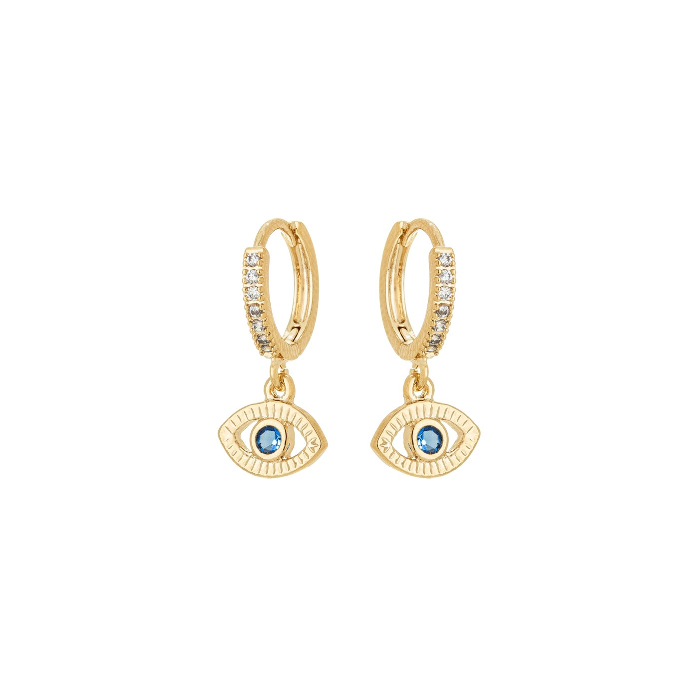 Argola com pingente de olho grego banhada a ouro 18k - Biju & Cia.