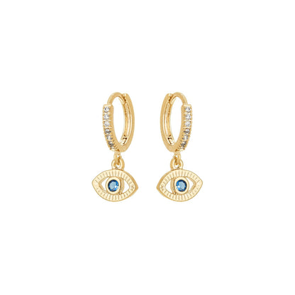 Argola com pingente de olho grego banhada a ouro 18k - Biju & Cia.