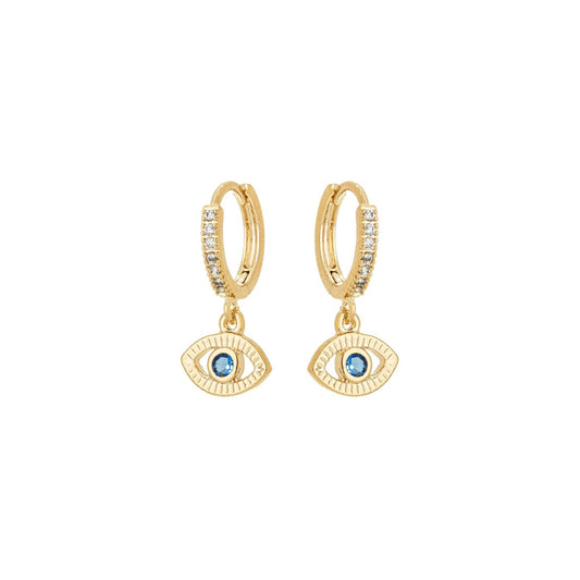 Argola com pingente de olho grego banhada a ouro 18k - Biju & Cia.