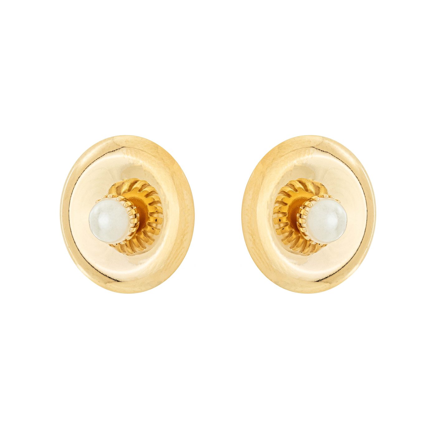 Brinco esfera com pérola banhado a ouro 18k - Biju & Cia.