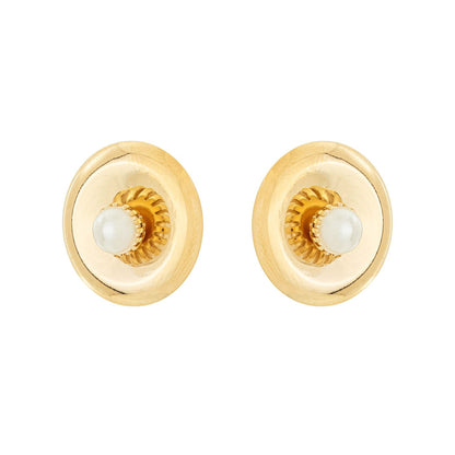 Brinco esfera com pérola banhado a ouro 18k - Biju & Cia.