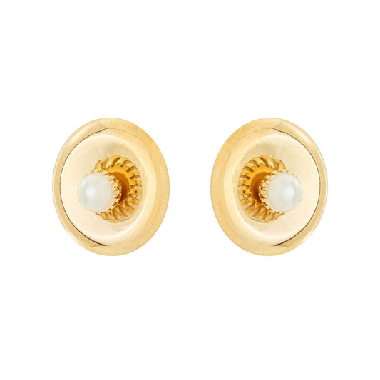 Brinco esfera com pérola banhado a ouro 18k - Biju & Cia.