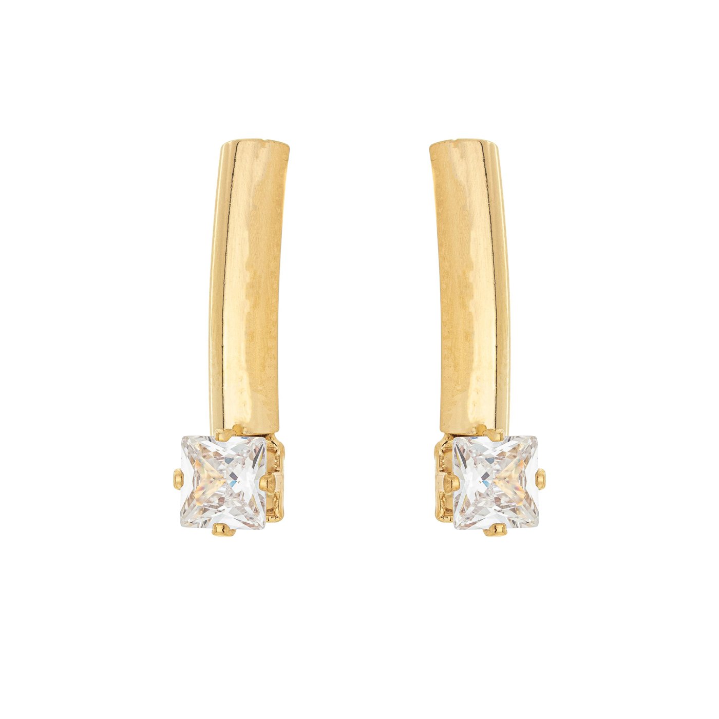 Brinco canutilho com zircônia banhado a ouro 18k - Biju & Cia.