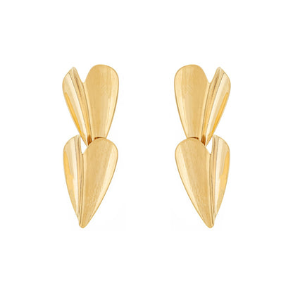Brinco corações banhado a ouro 18k - Biju & Cia.