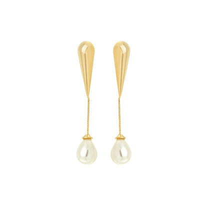 Brinco gota com pérola banhado a ouro 18k - Biju & Cia.
