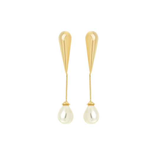 Brinco gota com pérola banhado a ouro 18k - Biju & Cia.