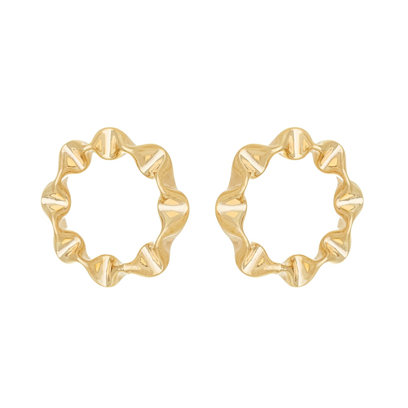 Brinco ondulado banhado a ouro 18k - Biju & Cia.