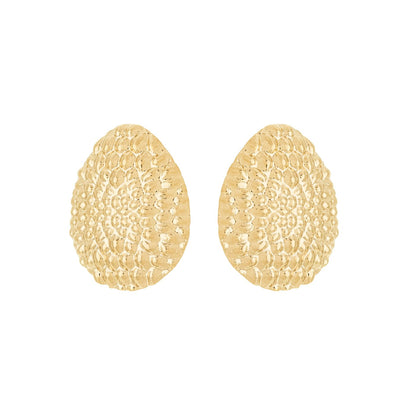Brinco gota craquelada banhada a ouro 18k - Biju & Cia.