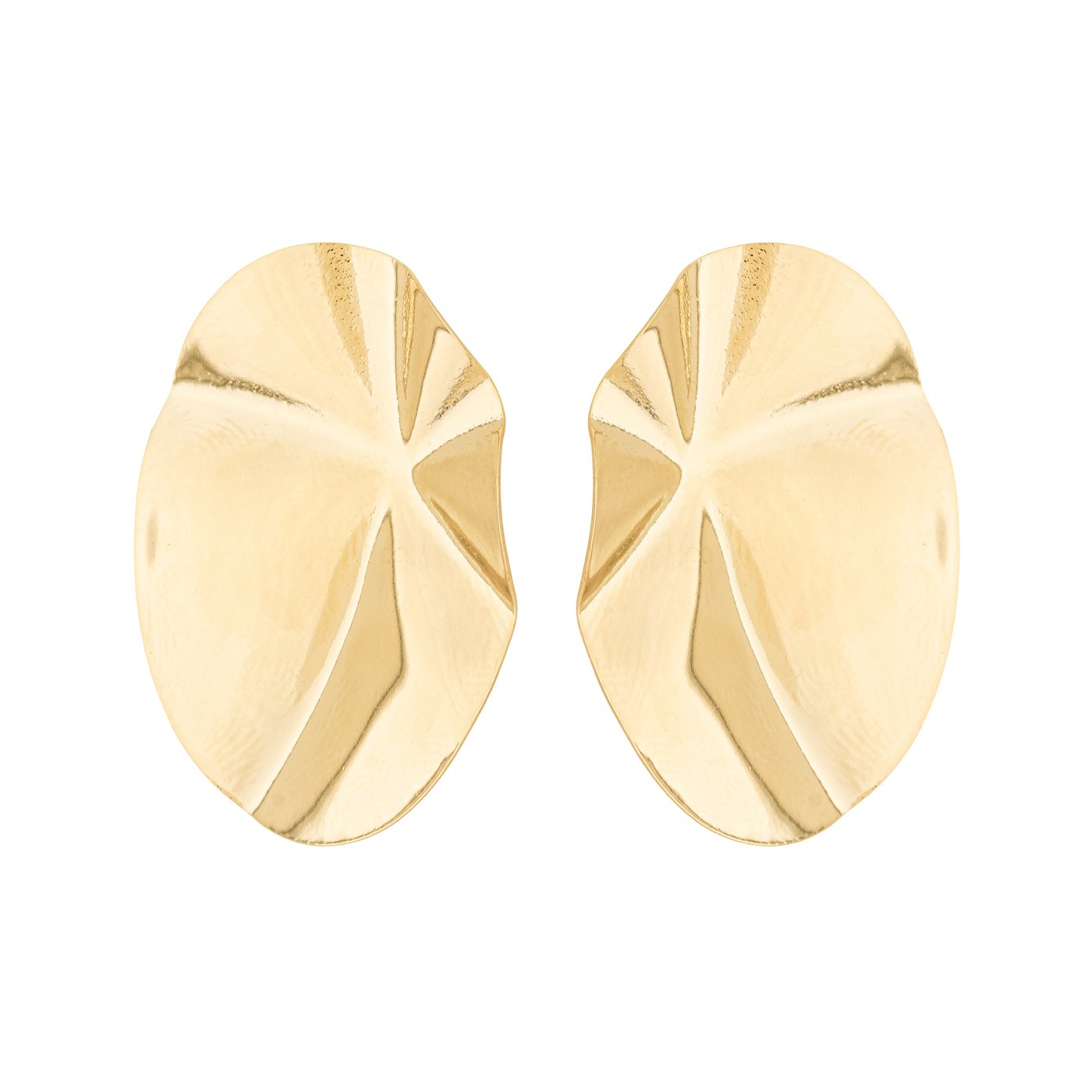 Brinco chapa oval banhado a ouro 18k - Biju & Cia.