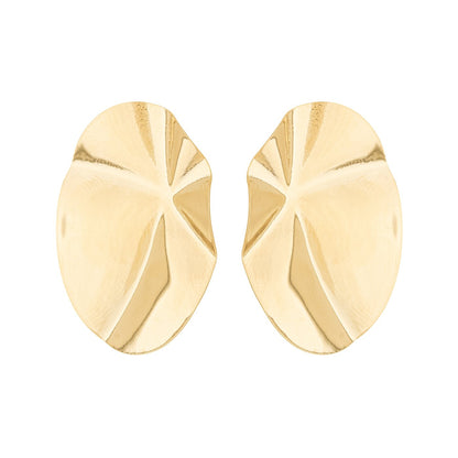 Brinco chapa oval banhado a ouro 18k - Biju & Cia.