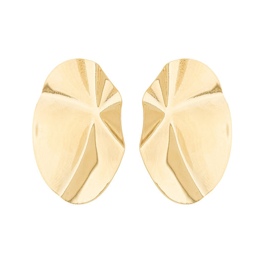 Brinco chapa oval banhado a ouro 18k - Biju & Cia.