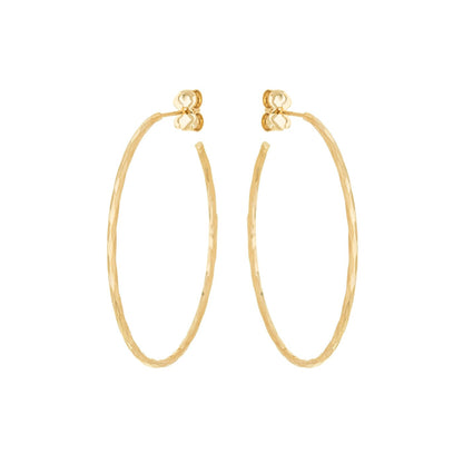 Argola média com fio trabalhado banhada a ouro 18k - Biju & Cia.