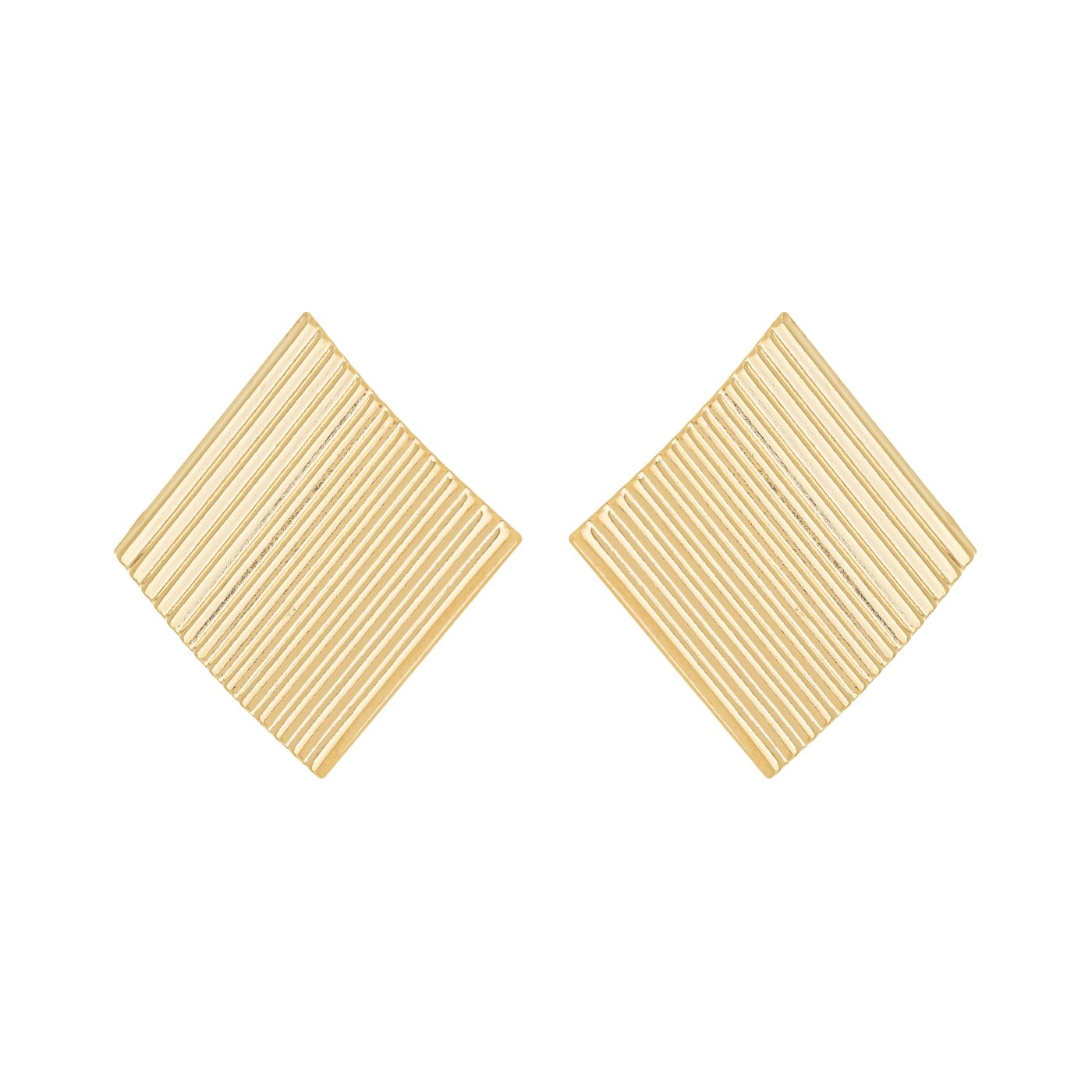 Brinco quadrado riscado banhado a ouro 18k - Biju & Cia.