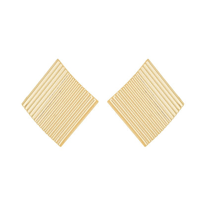 Brinco quadrado riscado banhado a ouro 18k - Biju & Cia.