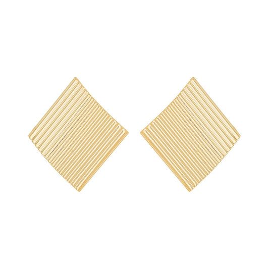 Brinco quadrado riscado banhado a ouro 18k - Biju & Cia.