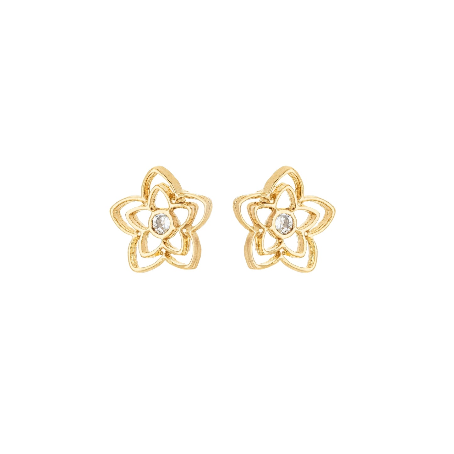 Brinco flor banhado a ouro 18k - Biju & Cia.