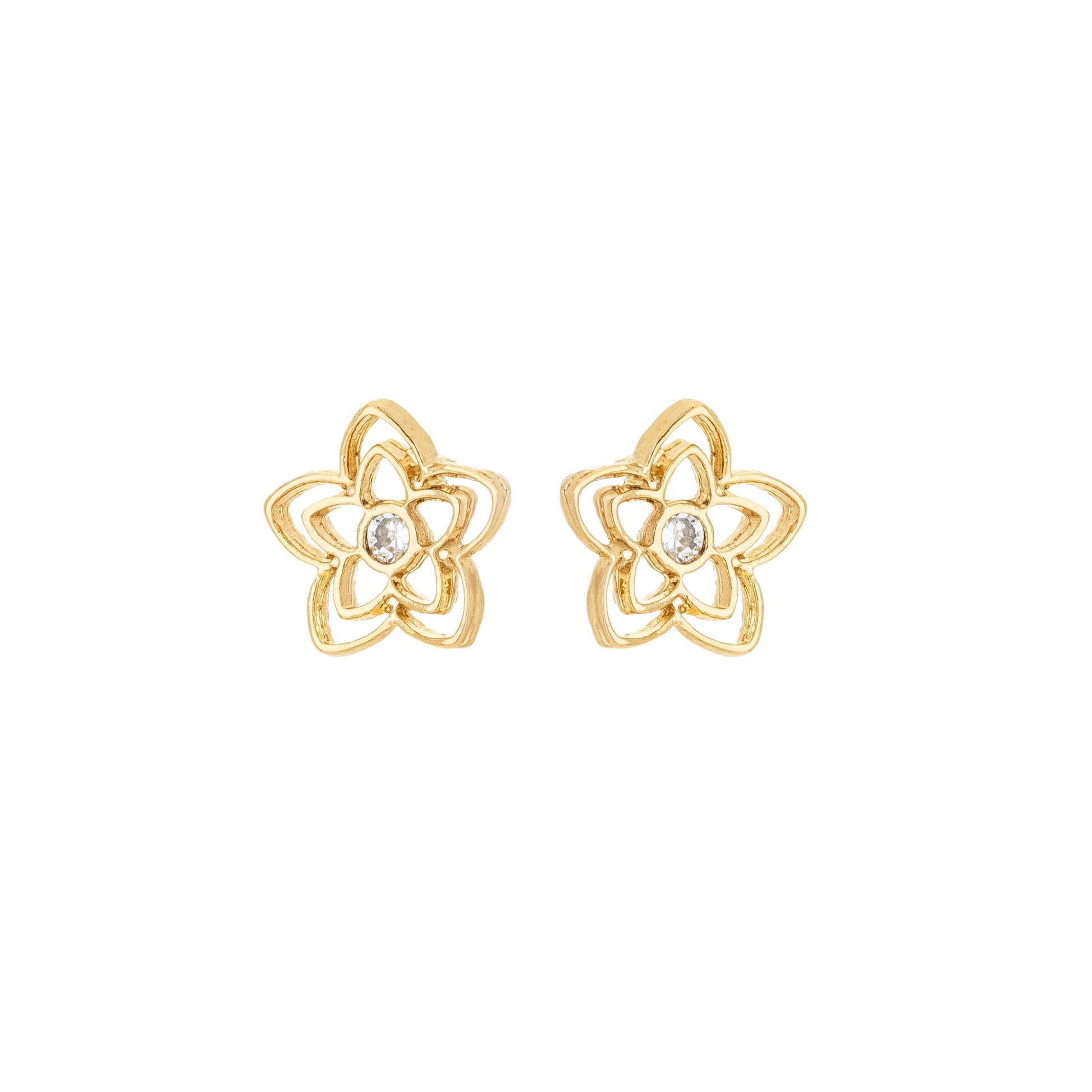 Brinco flor banhado a ouro 18k - Biju & Cia.
