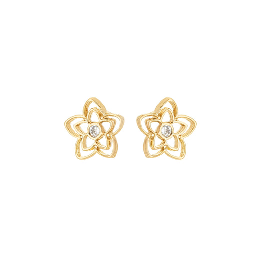 Brinco flor banhado a ouro 18k - Biju & Cia.
