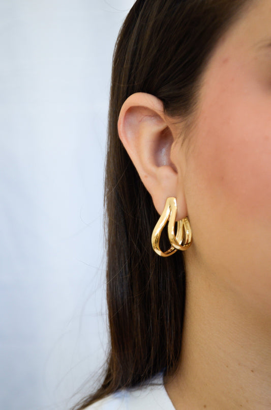 Argola dois fios banhada a ouro 18k - Biju & Cia.