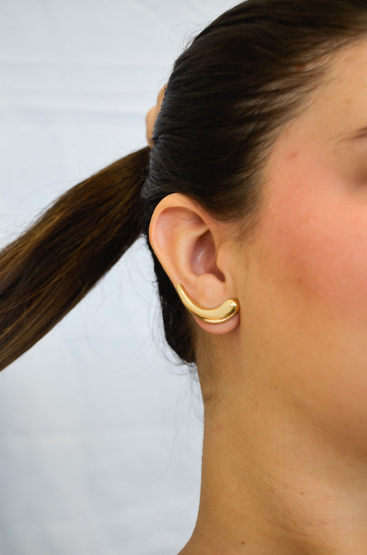 Brinco eacuff gota lisa banhado a ouro 18k - Biju & Cia.